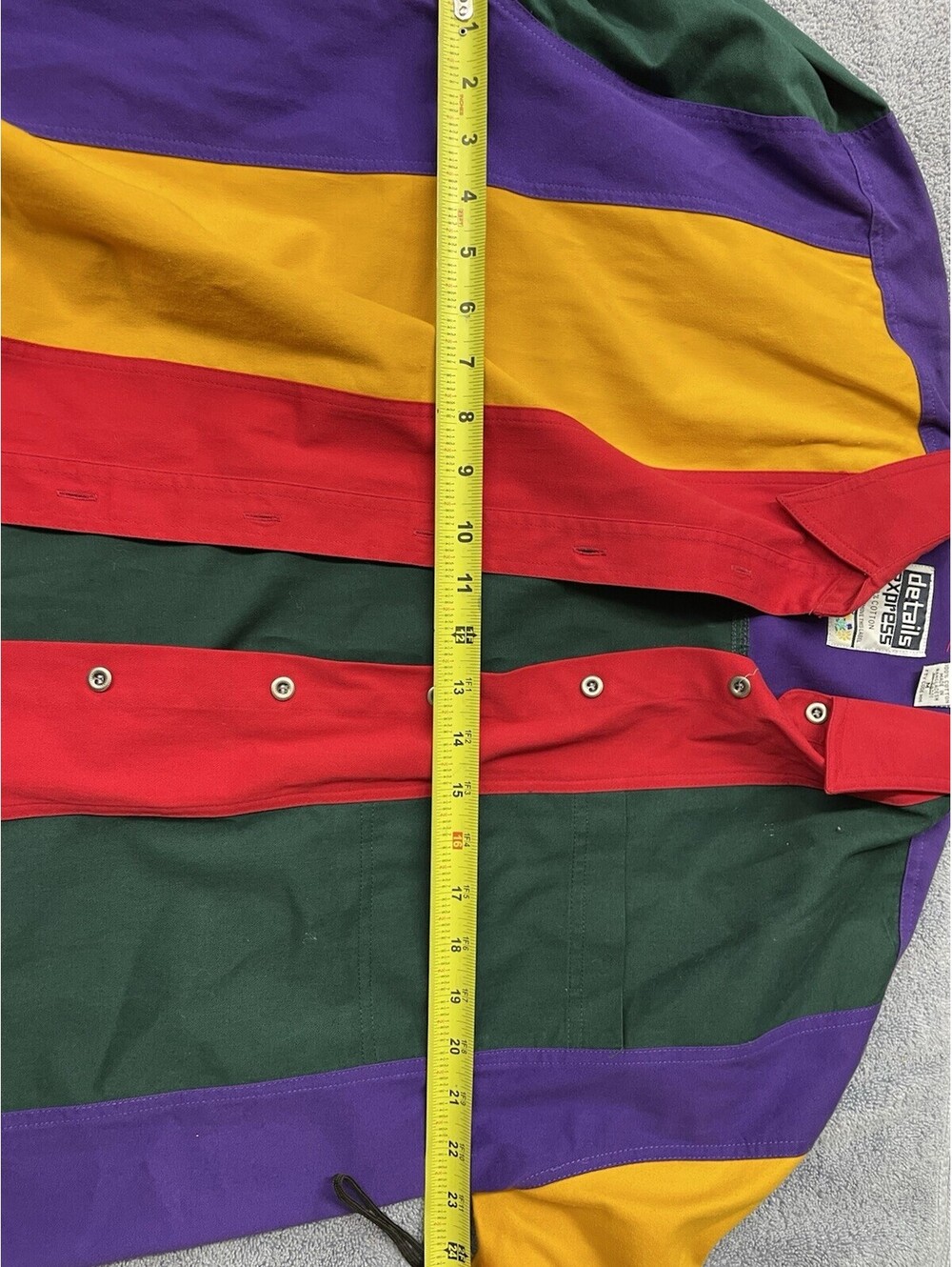 Vintage Details Express Women's Large Retro 90s Colorblock Button-Up Shirt - Picture 3 of 6